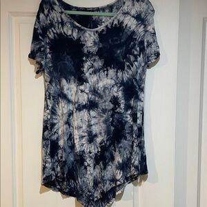 Navy Tie-Dye Short Sleeve Women's Top